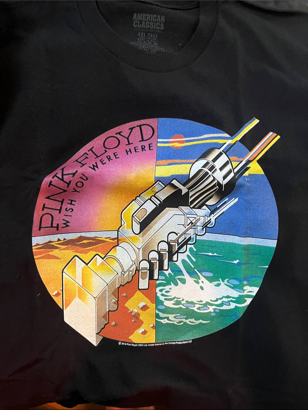 Pink Floyd Vintage Multicolor Album Circle Graphic Tee - Black